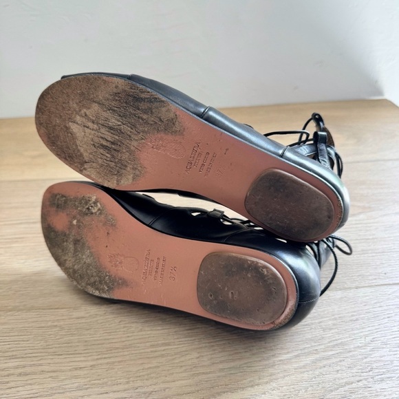 Aquazzura J’Adore Black Leather Lace Up Sandals Size 37.5 / US 7.5 - Picture 6 of 6